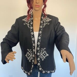 Embroidered Coldwater Creek Black Women's Jacket size P14